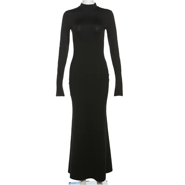 Robe dos nu à manches longues